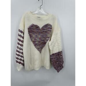 Petal dew Heart Sweater Large Balloon Sleeves